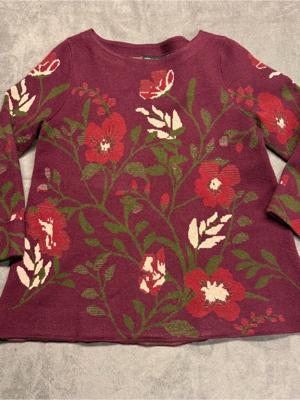 Cynthia Rowley Plum Floral Crewneck Sweater